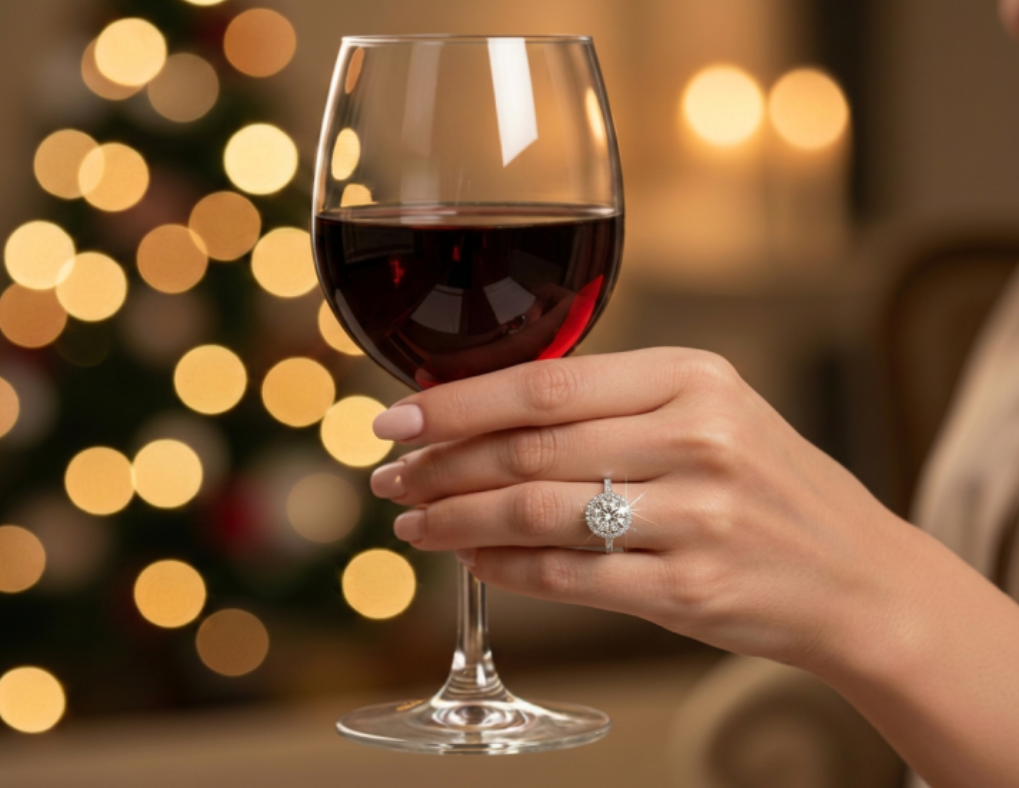 Sterling Silver Moissanite Open Halo Ring