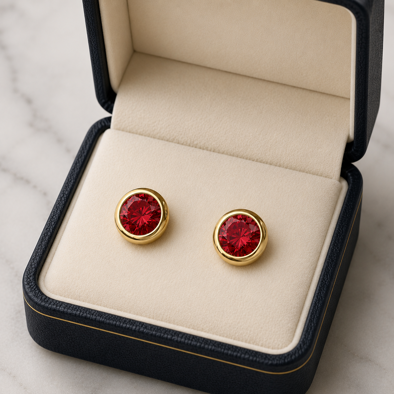 July Birthstone Stud Earrings - Ruby