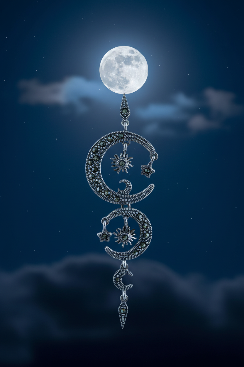 Marcasite Celestial Pendant - Moonlight