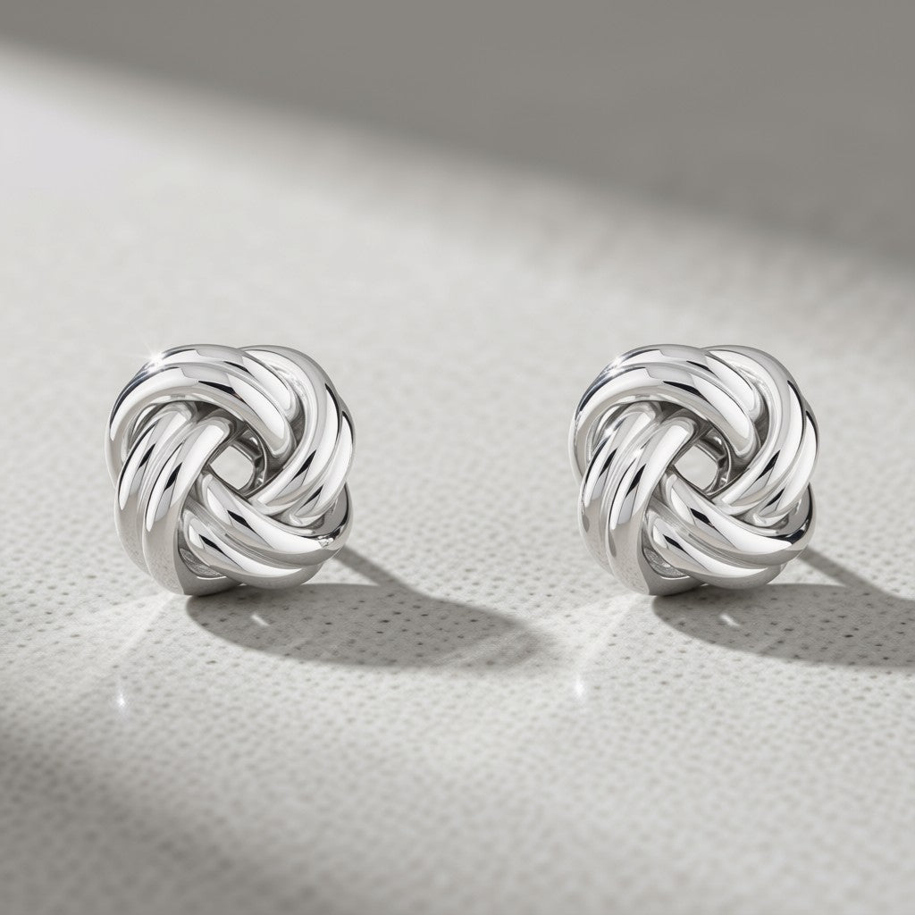 Classic Love Knot Studs - Silver
