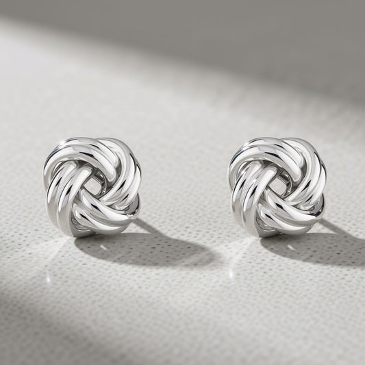 Classic Love Knot Studs - Silver