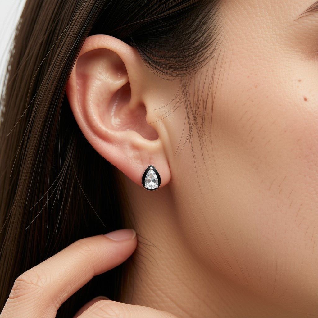 Pear-Cut Enamel Statement Studs
