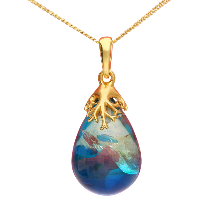 Celestial Blue Amber Drop Pendant