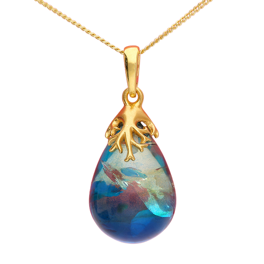 Celestial Blue Amber Drop Pendant