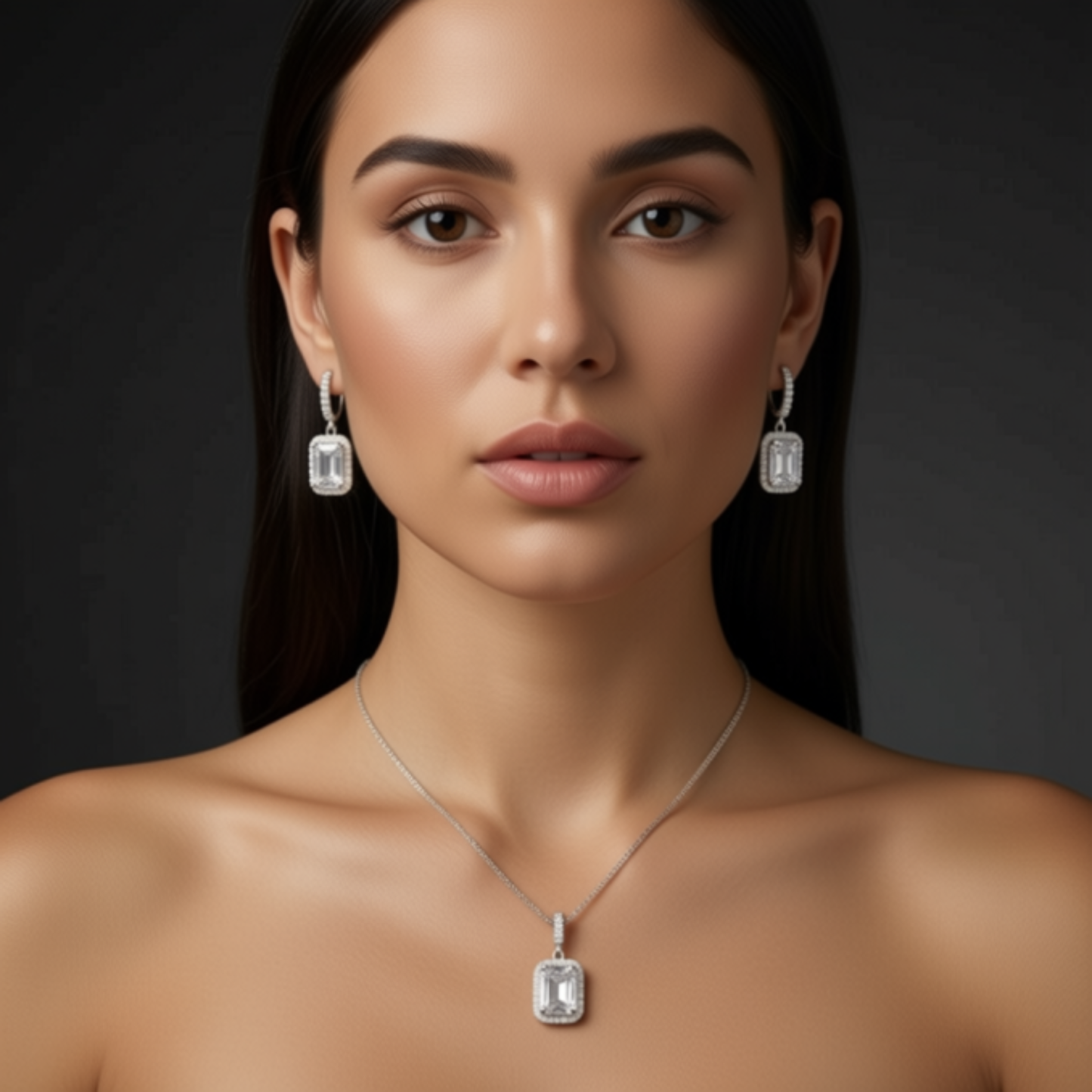 Large Sterling Silver Cut Crystal Pendant