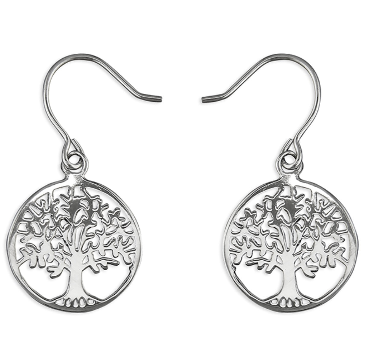 Sterling Silver Earrings - Tree of Life circle drop