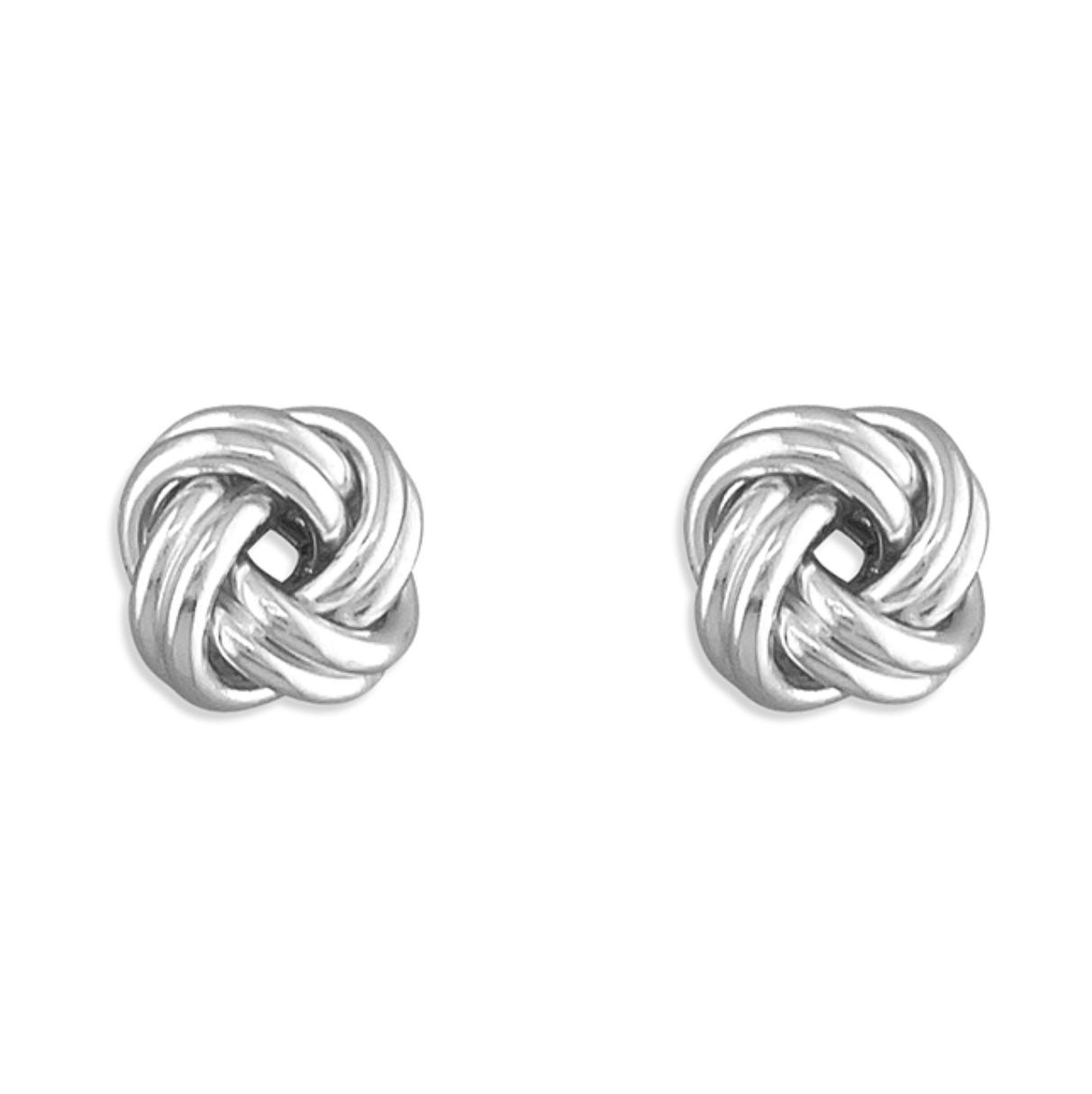 Sterling Silver Earrings - Medium plain knot stud