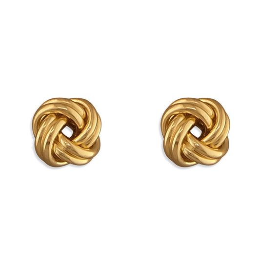 Sterling Silver Earrings - Gold-plated medium knot stud