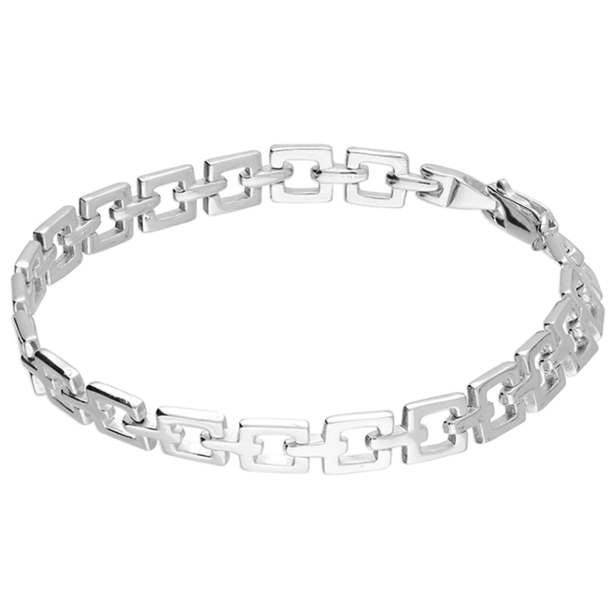 Sterling Silver Bracelet - 19cm open square link