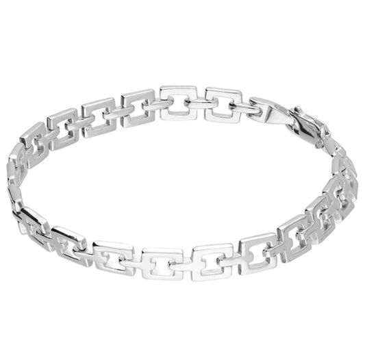 Sterling Silver Bracelet - 19cm open square link