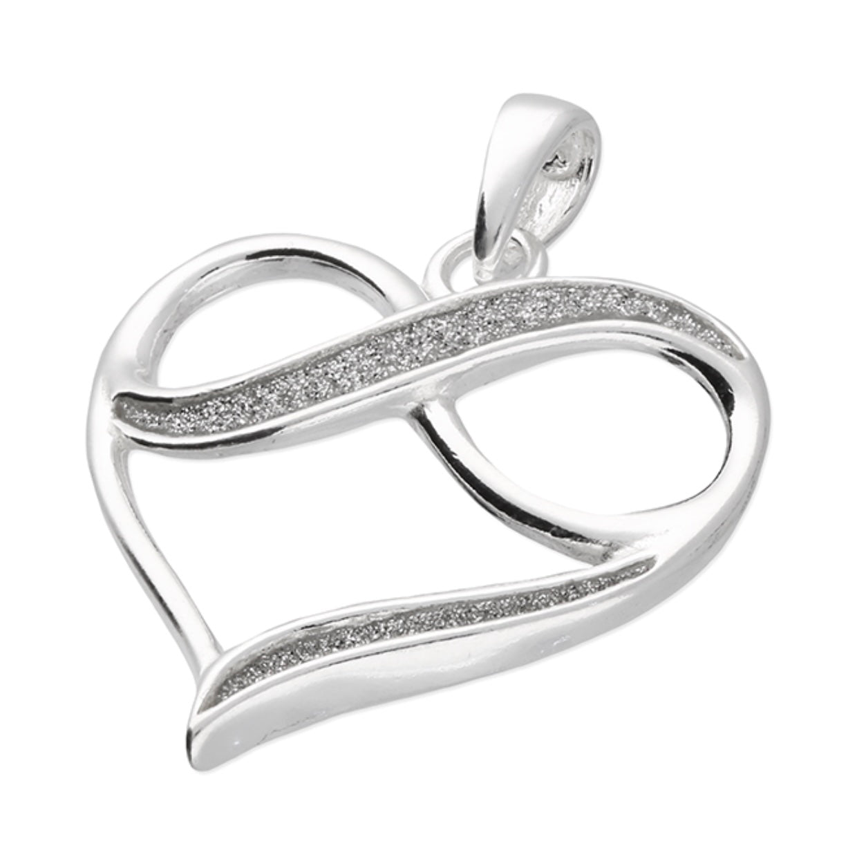 Sterling Silver Pendant - Laser diamond cut open infinity heart