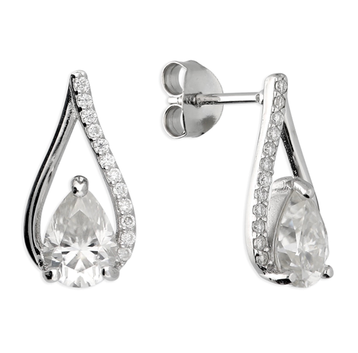 Sterling Silver Moissanite Pear Shaped Earrings