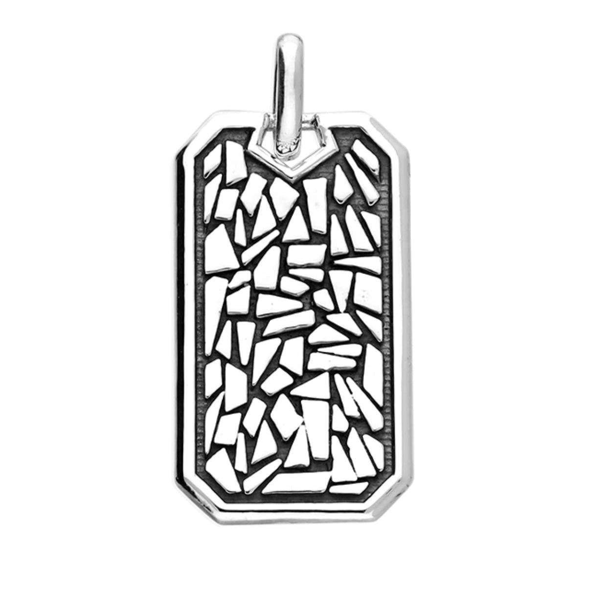 Sterling Silver Oxidised Tag Pendant
