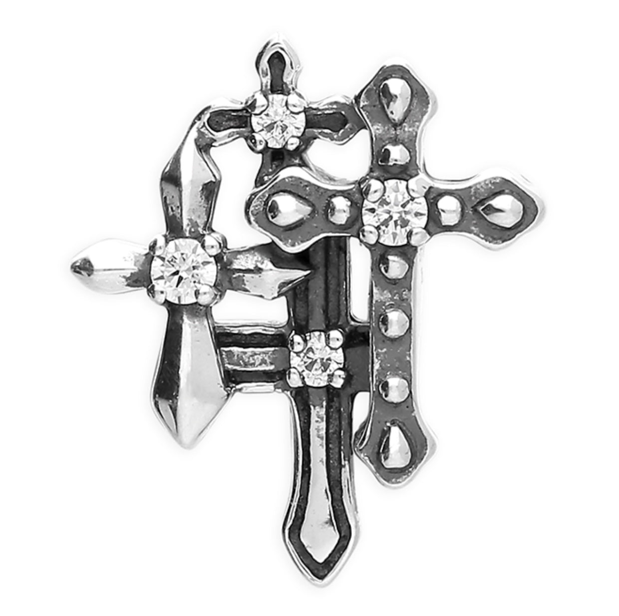 Sterling Silver Multi Cross Single Stud - Single unisex earring