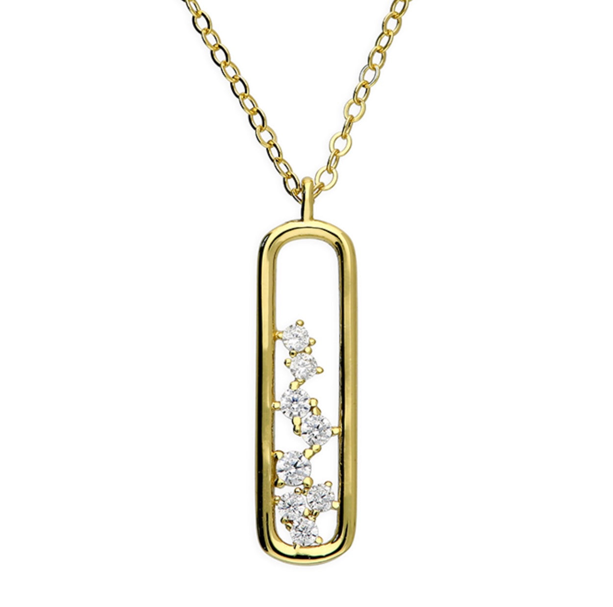 Sterling Silver Gold Plated Rectangle Necklace