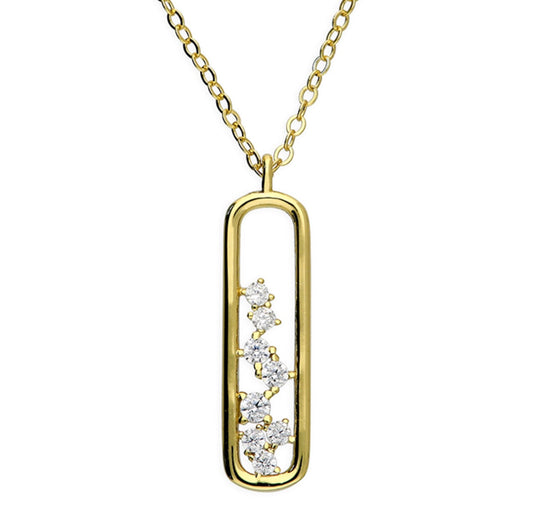 Sterling Silver Gold Plated Rectangle Necklace
