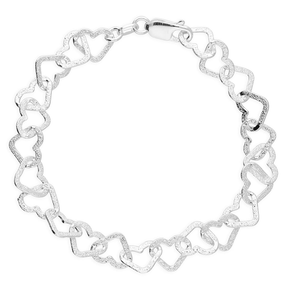 Sterling Silver Linked Multi-Heart Bracelet