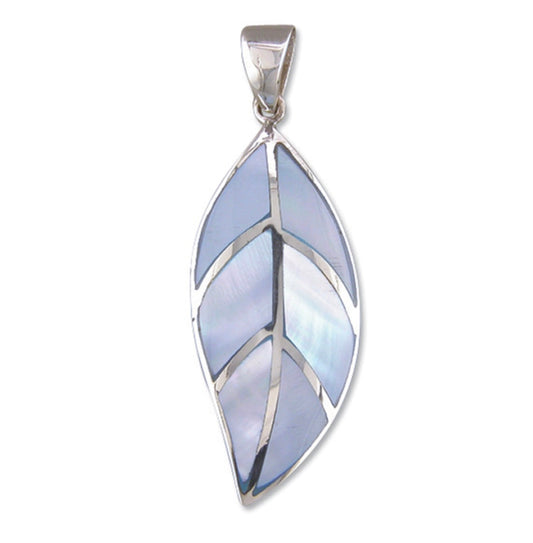 Sterling Silver Leaf Shaped Mother of Pearl Pendant