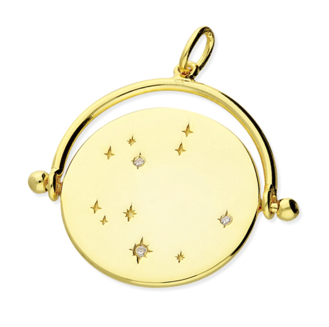 Sterling Silver Pendant - Gold-plated crystal night sky spinner
