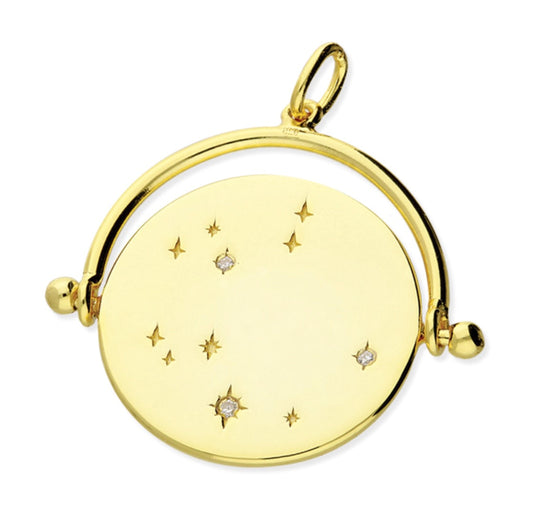 Sterling Silver Pendant - Gold-plated crystal night sky spinner