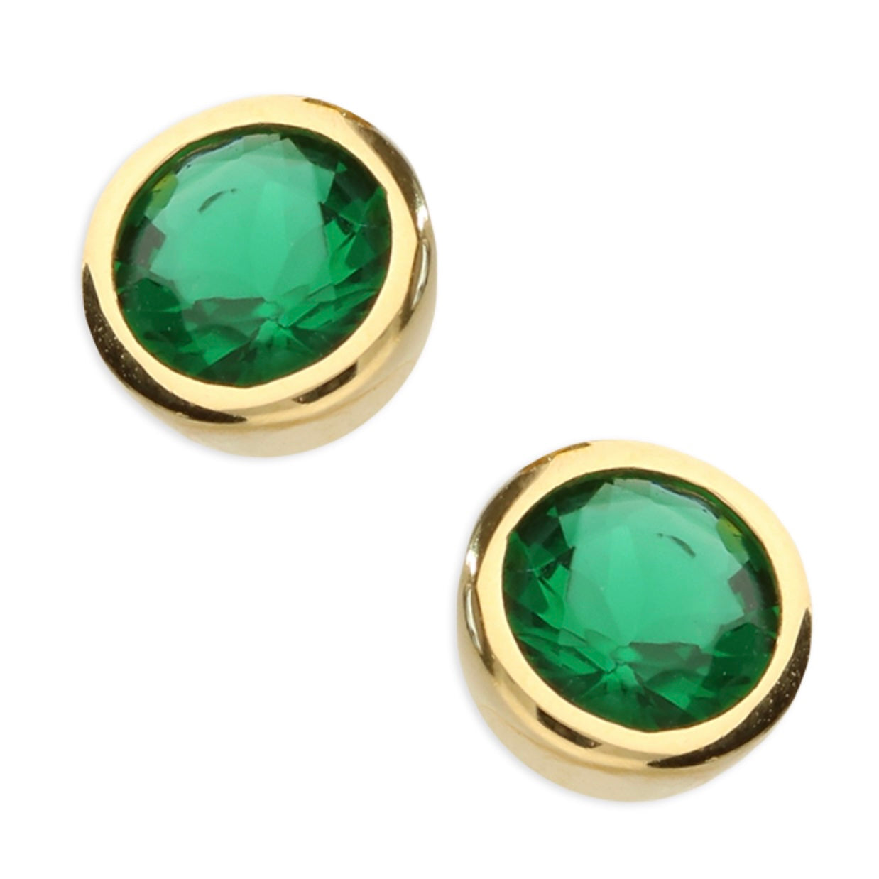 May Birthstone Stud Earrings - Emerald