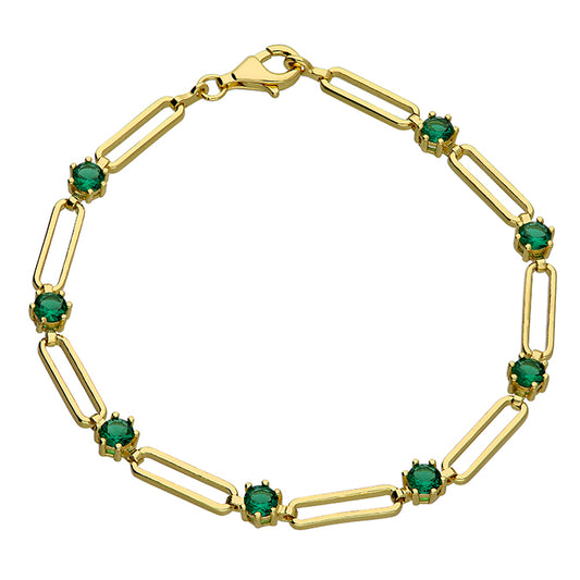 Paperclip And Emerald Crystal Bracelet