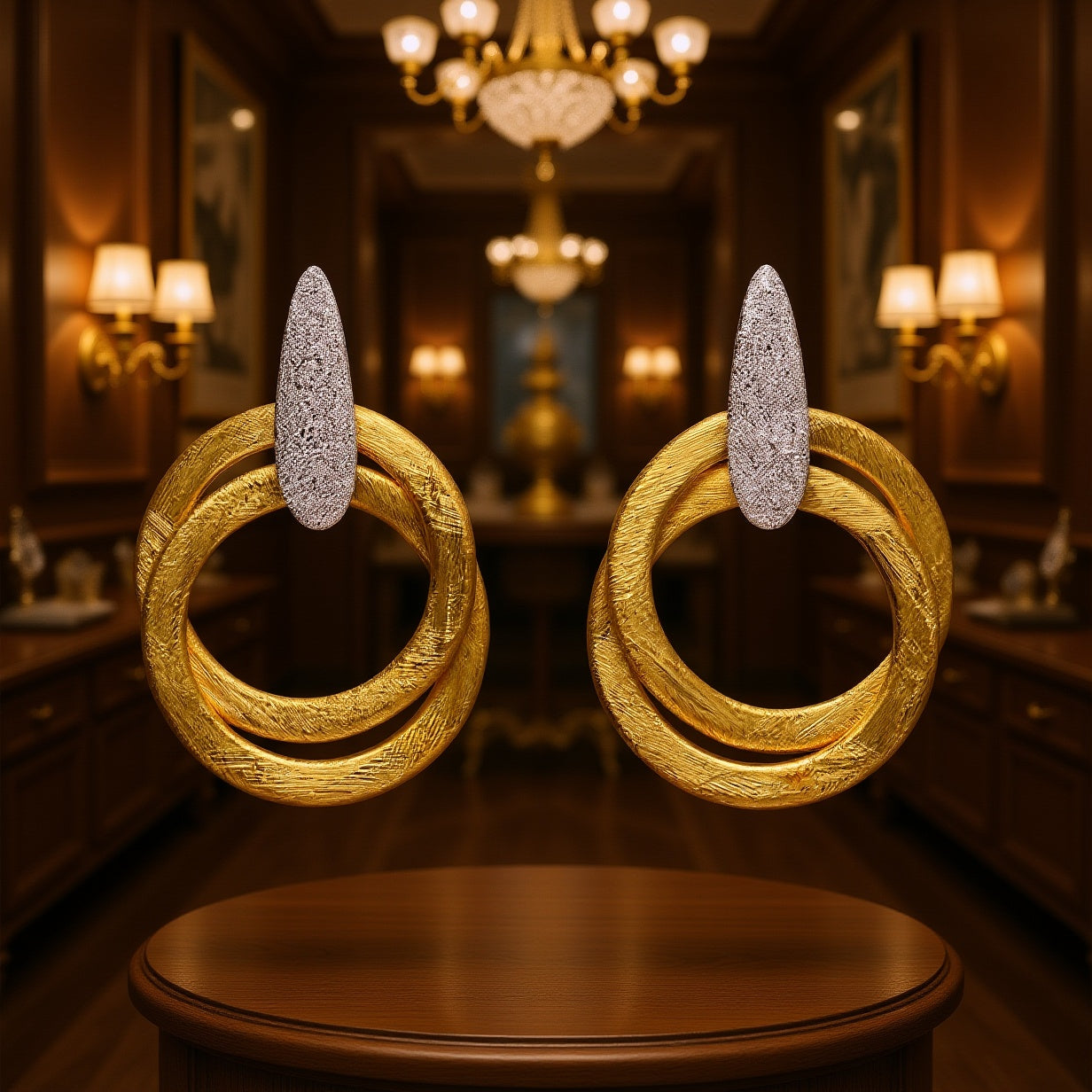 Sterling Silver, Gold Drop Loop Earrings