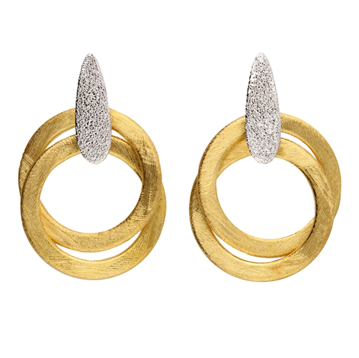 Sterling Silver, Gold Drop Loop Earrings