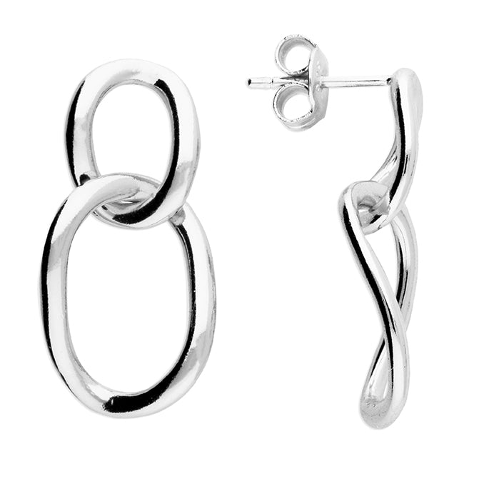Abstract Loop Drop Earrings - Sterling Silver