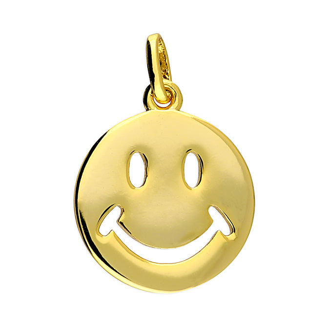 Gold-Plated Smiley Face Pendant - Sterling Silver