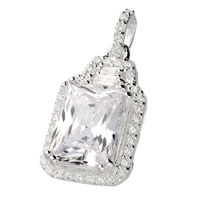 Large Sterling Silver Cut Crystal Pendant