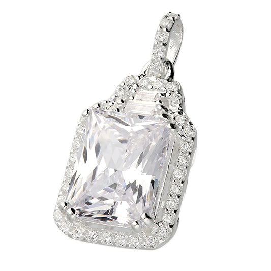 Large Sterling Silver Cut Crystal Pendant