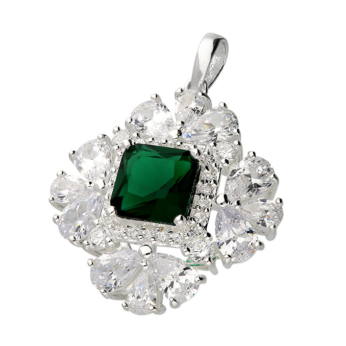 CME H5471/C green synthetic emerald silver pendant