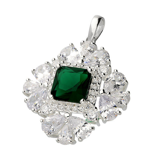 CME H5471/C green synthetic emerald silver pendant