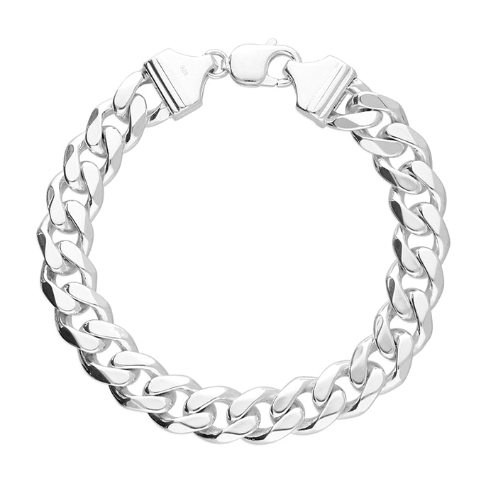 Men's Sterling Silver Diamond-Cut Curb Bracelet
