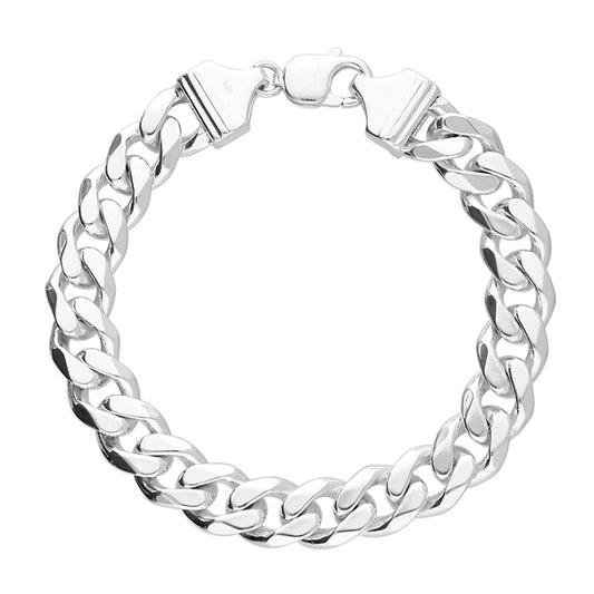 Men's Sterling Silver Diamond-Cut Curb Bracelet