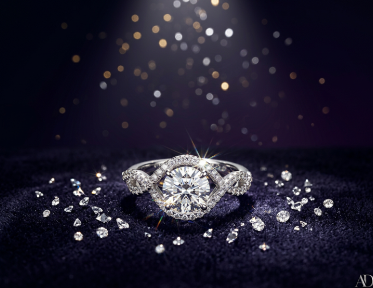 Sterling Silver Moissanite Twisted Halo Ring