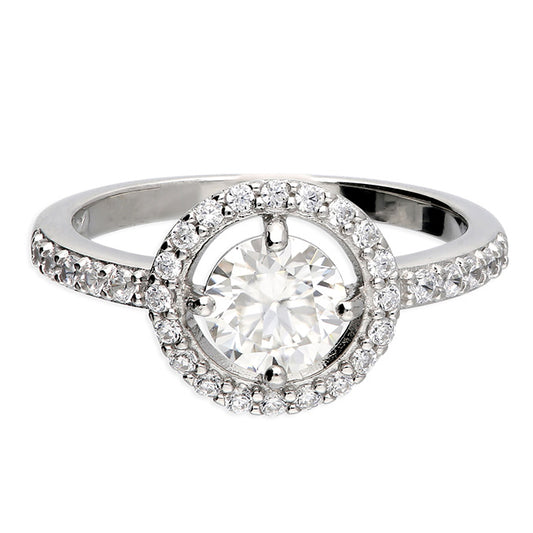 Sterling Silver Moissanite Open Halo Ring