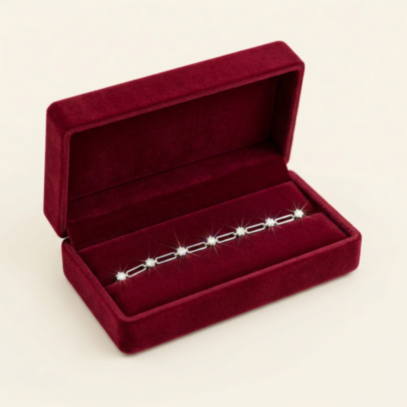 Sterling Silver Paperclip And Crystal Bracelet