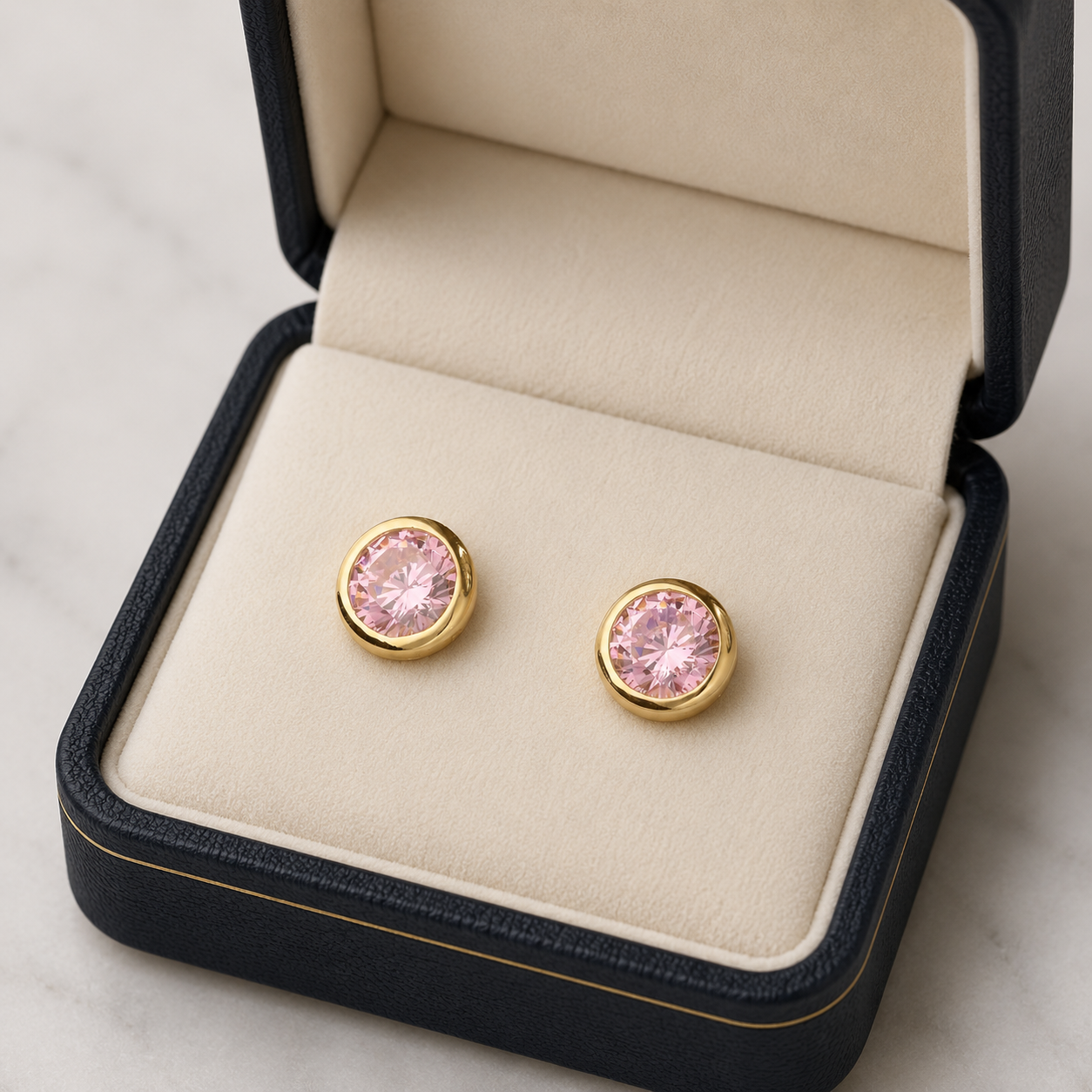 October Birthstone Stud Earrings - Rose Quartz