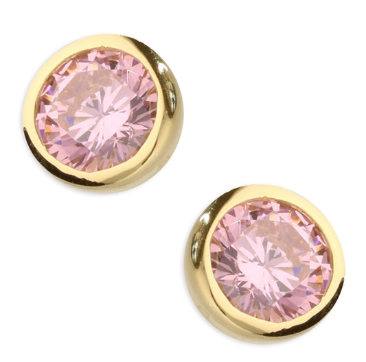 October Birthstone Stud Earrings - Rose Quartz
