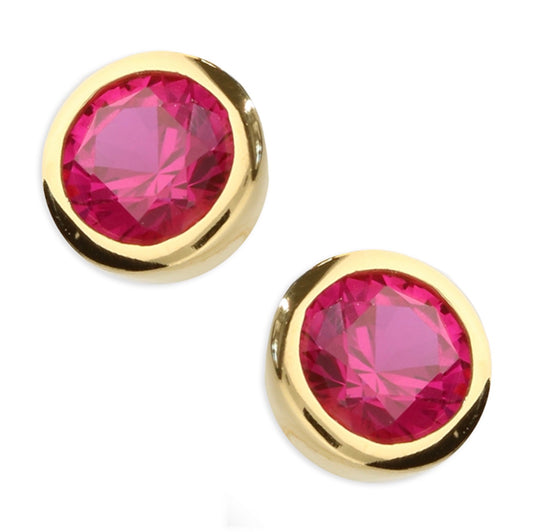 July Birthstone Stud Earrings - Ruby