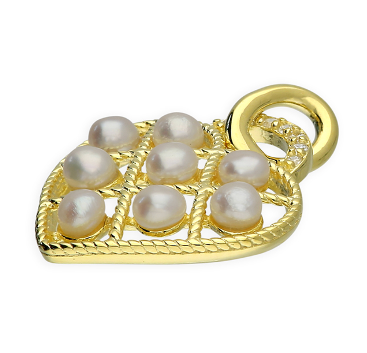 Silver Pendant Gold-Plated Heart Lattice with Crystals