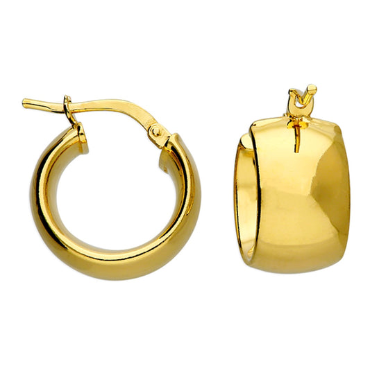 Sterling Silver, Gold Plated Thick Creole hoops