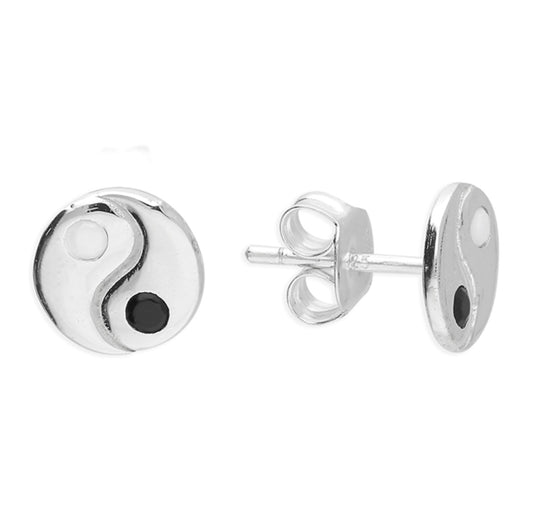 Yin-Yang Crystal Stud Earrings