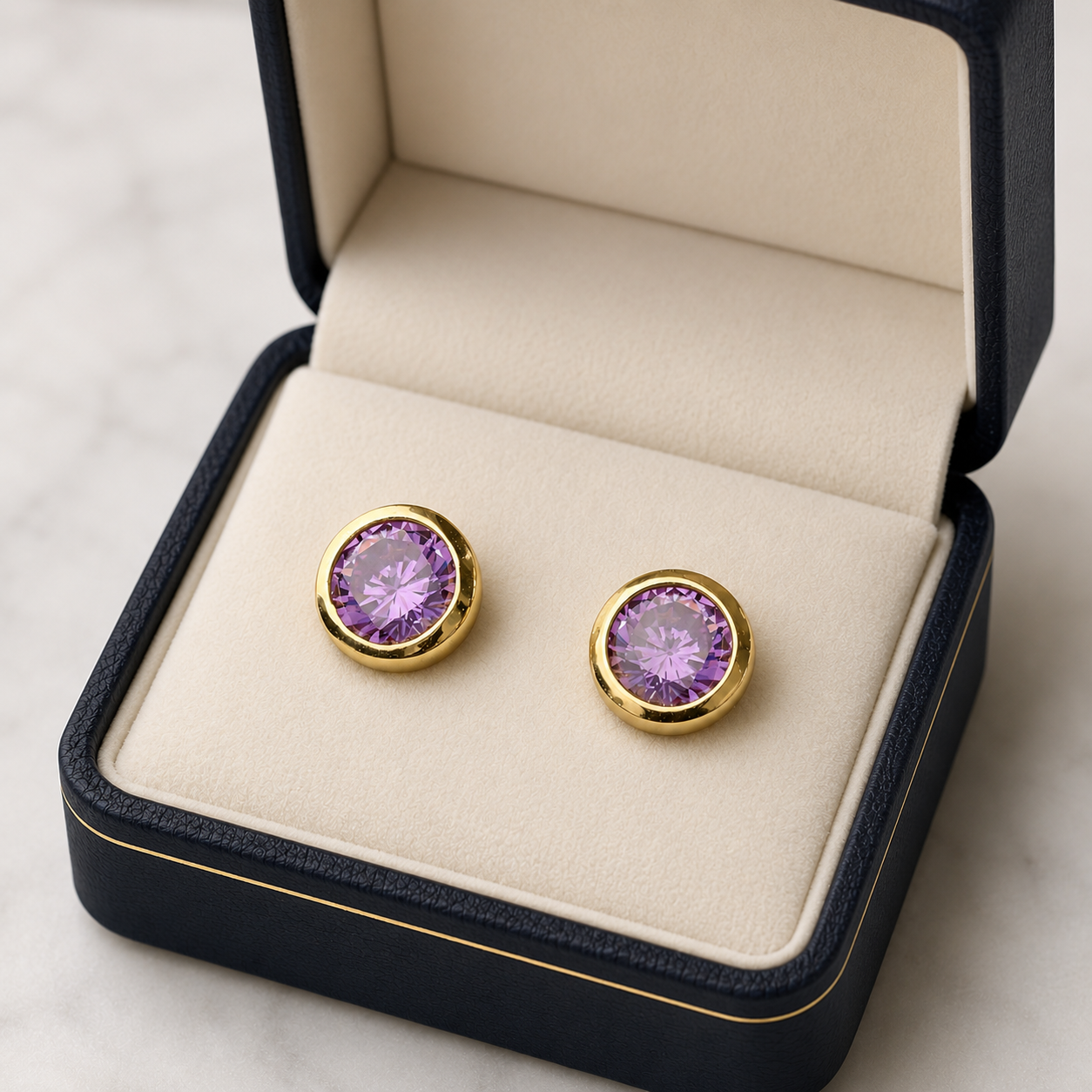 February Birthstone Stud Earrings - Amethyst