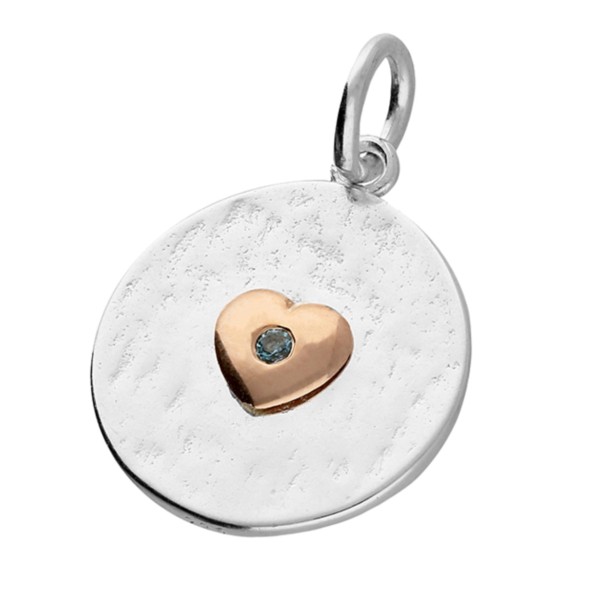 March Birthstone Heart & Disc Pendant