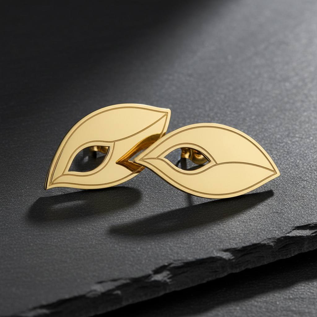 Gold Leaf Earrings - Black Slate