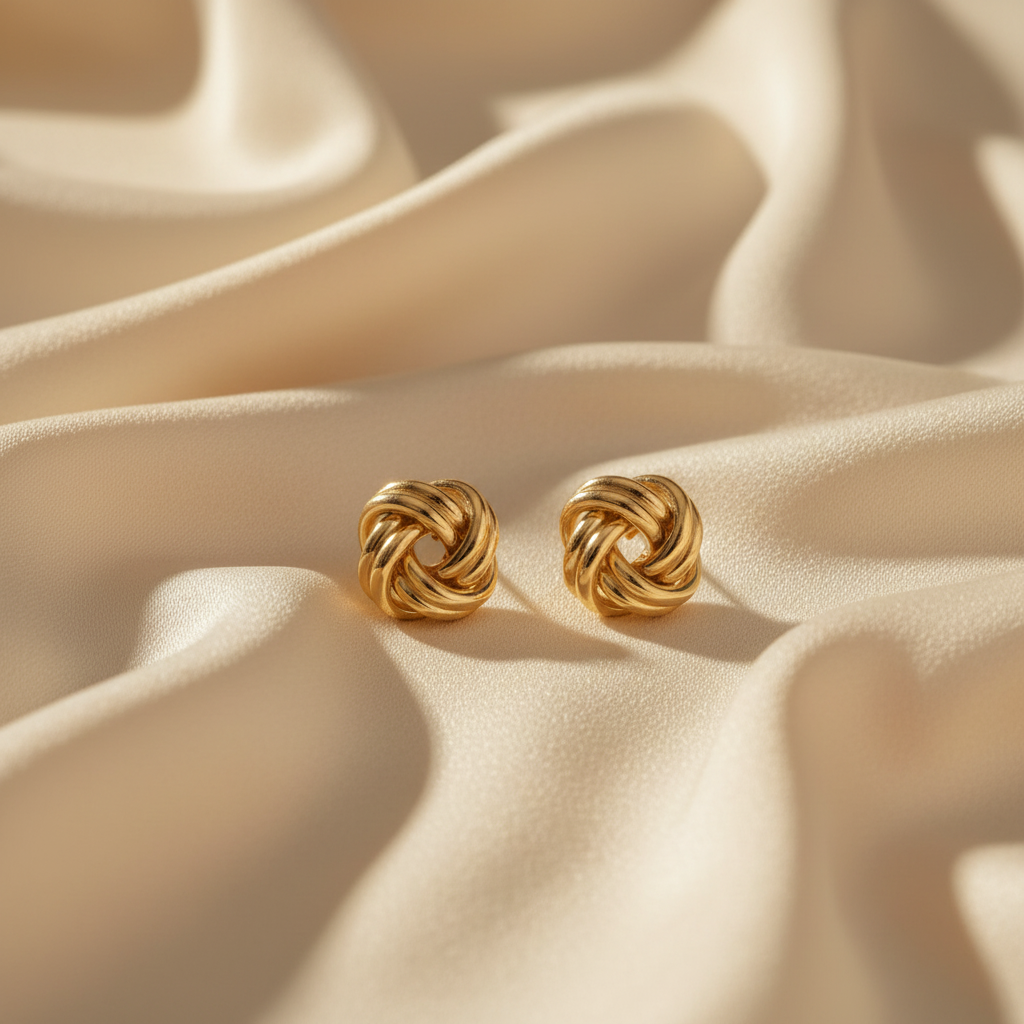 Gold Love Knot Earrings - Silk