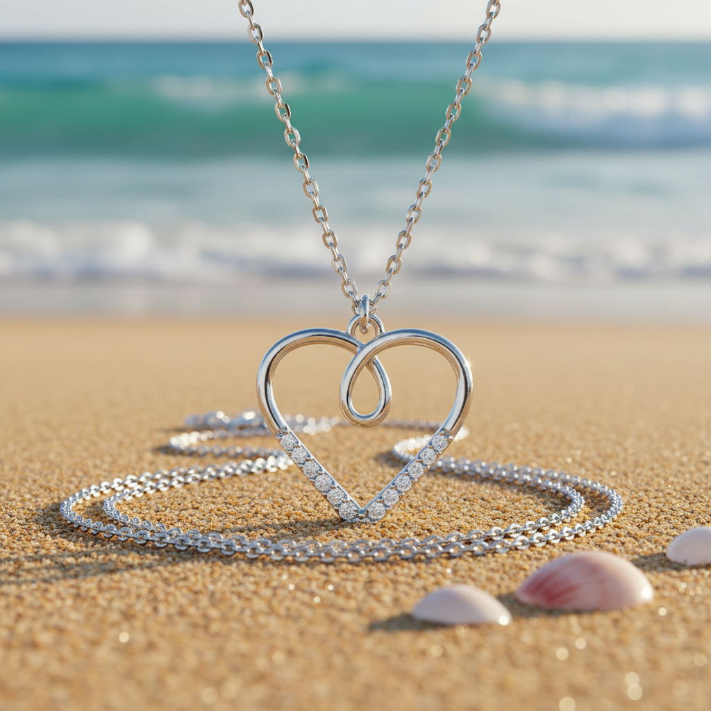 Silver Infinity Heart Pendant - Beach